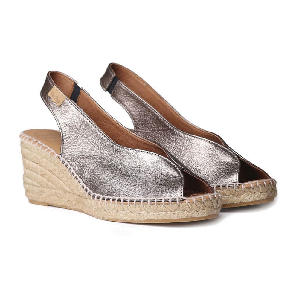 TONI PONS Laila-P - Alpargata de cuña para Mujer Estilo Peep Toe elaborada en Piel.