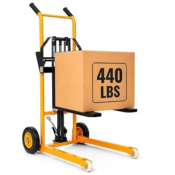 440lbs Material Lift Stacker, 35.5" Max Lift Hydraulic Fork Lift with Adjustable Forks, Manual Pallet Stacker Lift Dolly with Fixed Legs, Manual Forklift for Supermarket, Warehouse and Household