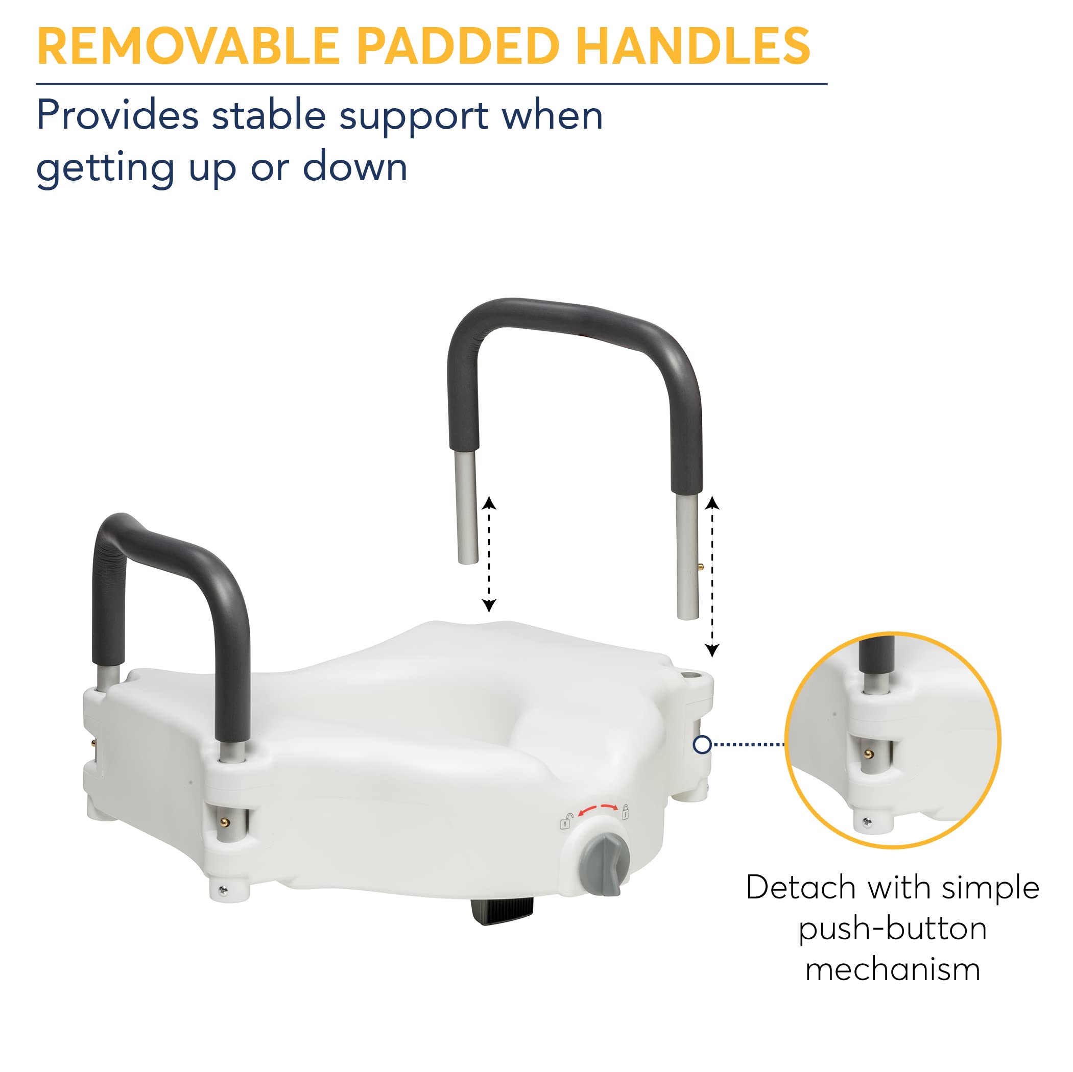 Drive Medical RTL12027RA 2in1 Raised Toilet Seat with Removable