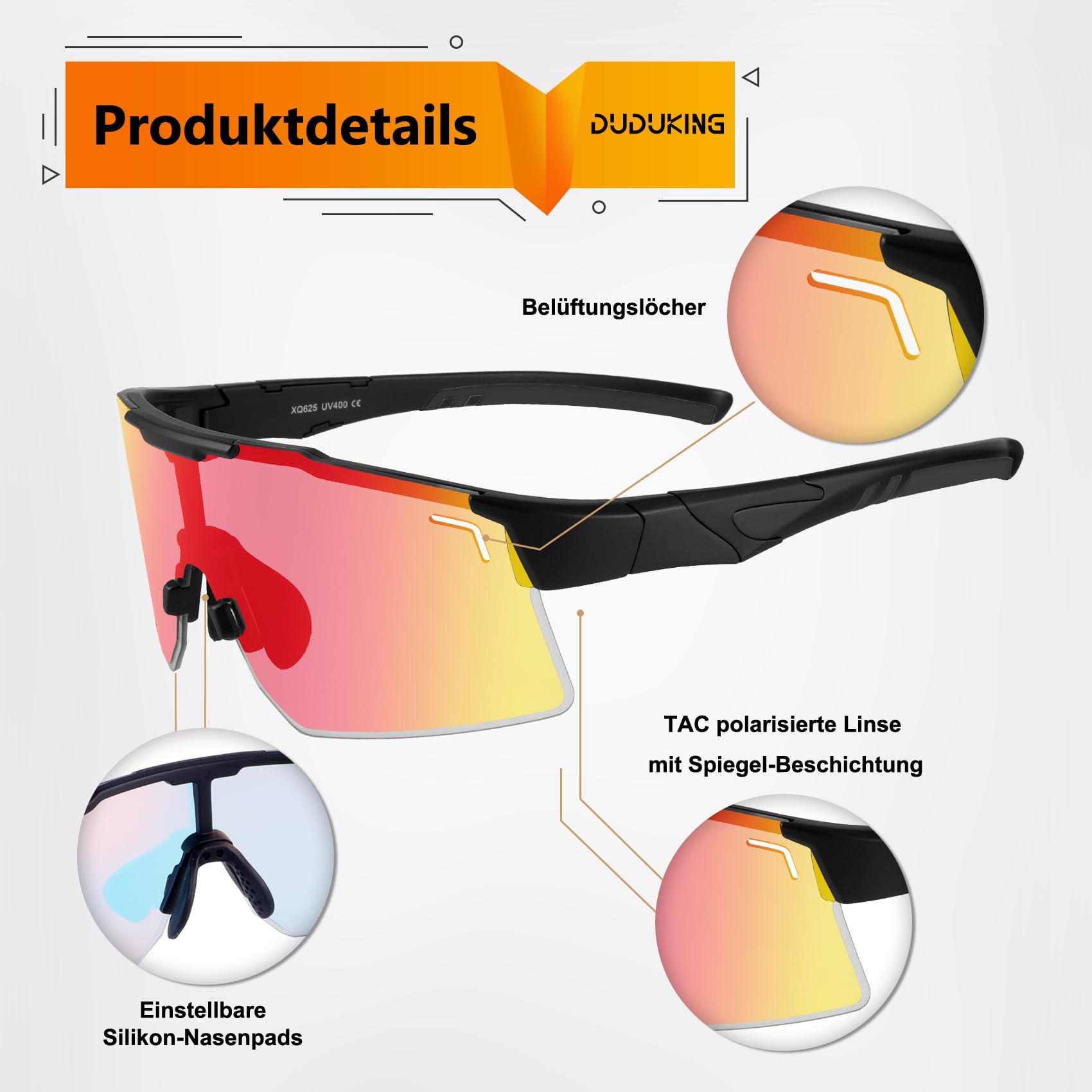 DUDUKING Gafas de sol polarizadas polarizadas para hombre y mujer, gafas deportivas para ciclismo, correr, golf, béisbol