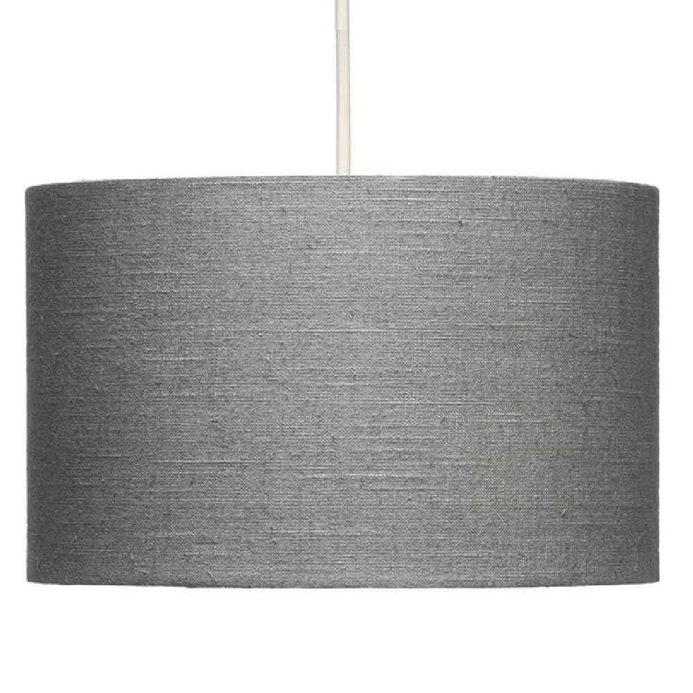 Britalia Earl Grey Linen Vintage Easy Fit Round Drum Pendant Shade | White Hard Lined | 35cm Diameter (14 Inch) | None Electric | Pendants & Table Lamps | Fits All Lampholder Types E14 E27 B15 B22