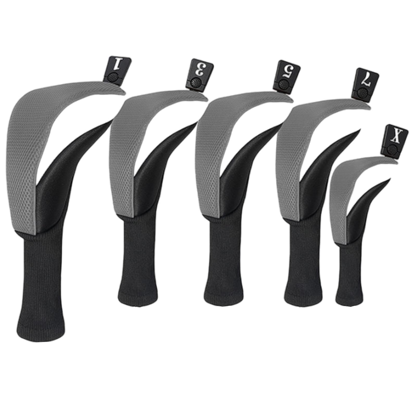 Set copritesta da golf, copritesta per mazze da golf in legno, Coprimazze protettive Collo lungo Antipolvere Copricapo ibrido da golf da 5 pezzi, Copricapo ibrido in legno con etichette numeriche Copr