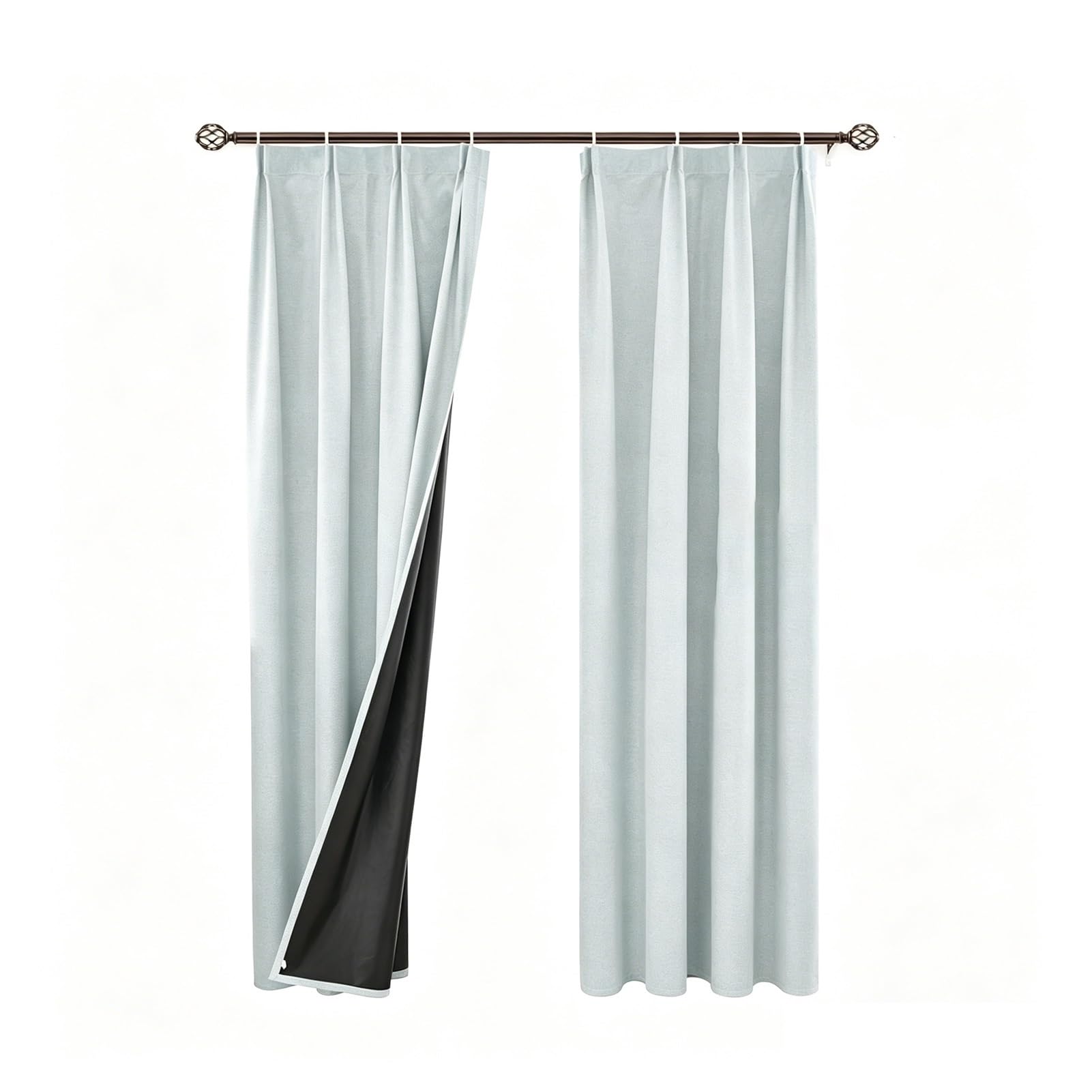 Rideaux polyester texturé lin aspect haut de gamme gris clair 130cm