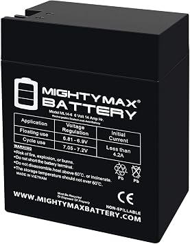 ML14-6 - 6 Volt 14 AH, Fast-on Terminal, Rechargeable SLA AGM Battery