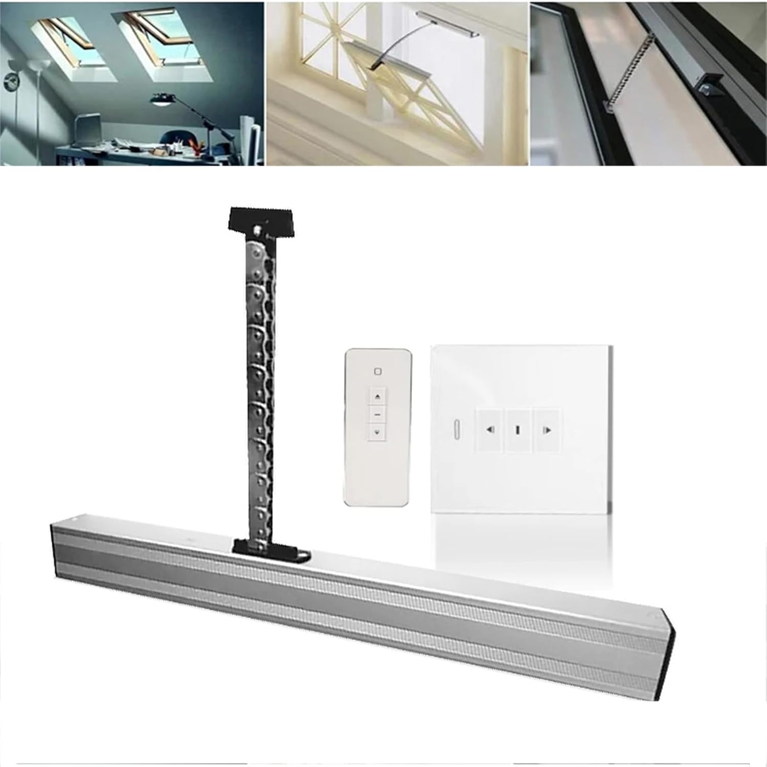 24V Electric Window Opener Actuator with Remote Control Automatic Chain Window Opener 400N Load Capacity IP44 Waterproof Adjustable Stroke 300 700mm for Skylights & Roof