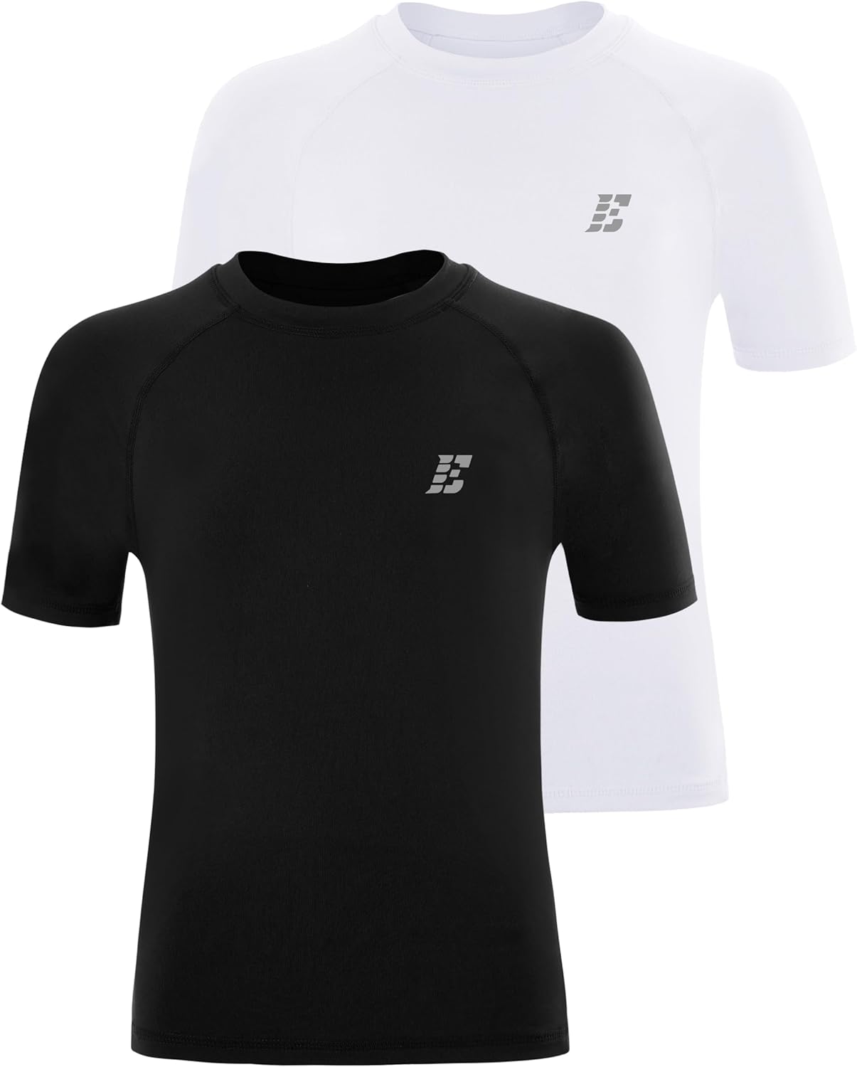 Boys’ Compression Shirt, Rash Guard Youth Kids UV Sun Protection Short Sleeve Basketball, Athletic Base Layer Tops