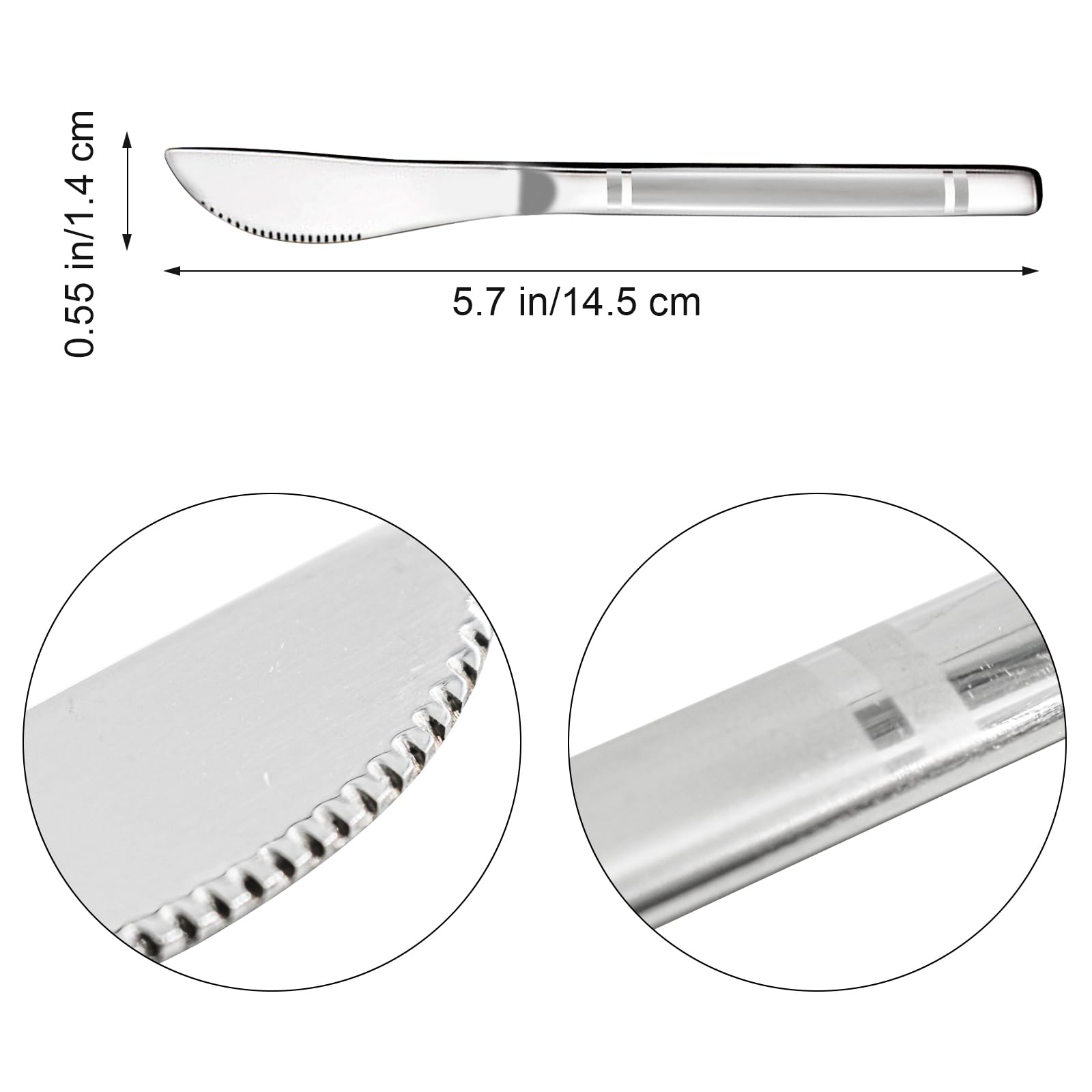 VANRA Set di 6 piccoli coltelli da dessert in acciaio inox per bambini, per antipasti, frutta, snack, servire, mini posate da 14,5 cm