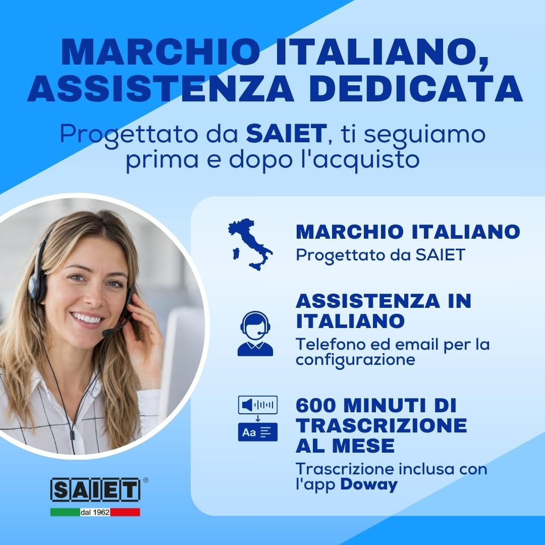 SAIET AI Note Registratore Vocale Magnetico Trascrizione in 81 Lingue, 64GB | Registratore Audio Ultrasottile, Autonomia 35 ore, Compatibile iOS e Android, Converti Audio in Testo con App gratuita Doway