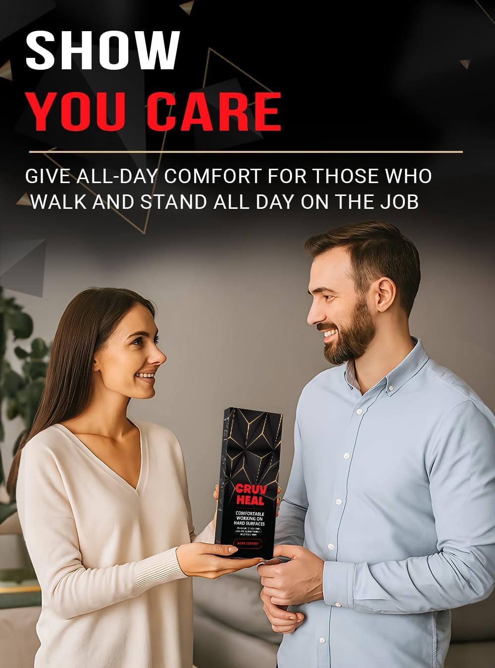 CRUVHEAL Work Pro Comfort Insoles - Shock Absorption - Low Arch - Cushioning Anti Fatigue Shoe Insert Men Women - Non-Slip - Soft Comfortable Work Boot Insoles - Foot Pain Relief (L, Black) - Image 3