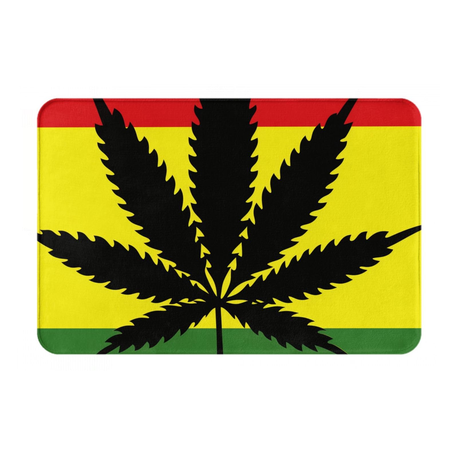 Mexpekil Non-Slip Bath Mat Rug For Bathroom Floor Tropical Leaf Botanical Red Yellow Green Background,16 x 24Inches, Super Water Absorption, Cozy Design, Machine Washable