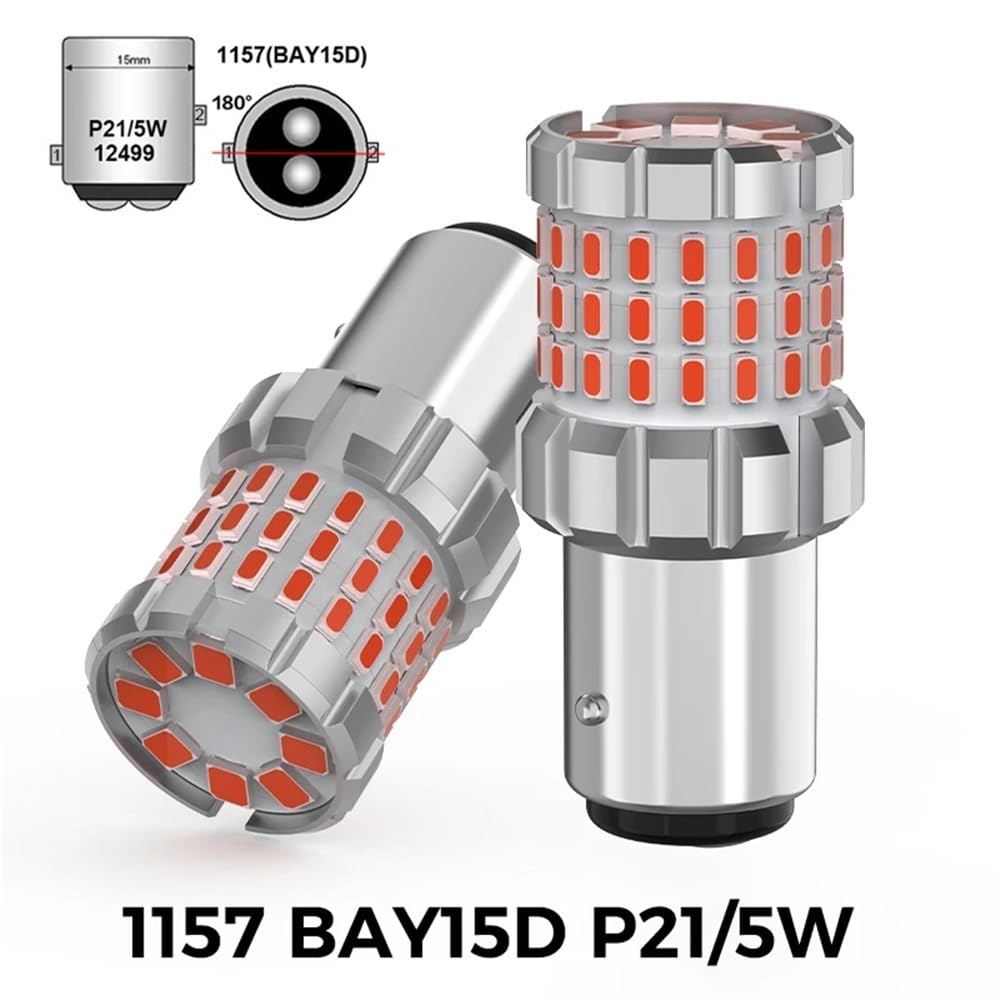 2 pezzi 4000lm 1157 P21/5W BAY15D LED BAW15D PR21/5W Luci di stop Canbus BAZ15D P21/4W Lampadina di coda e stop Lampada di segnalazione DRL automatica(1157 BAZ15D P21-4W)