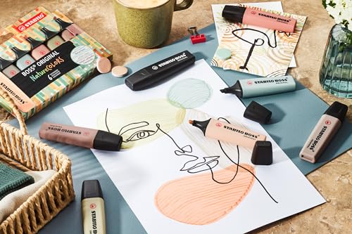 Image of STABILO BOSS ORIGINAL NatureCOLORS - Highlighter Pen - Pack of 3 - Mud Green, Sienna, Umber
