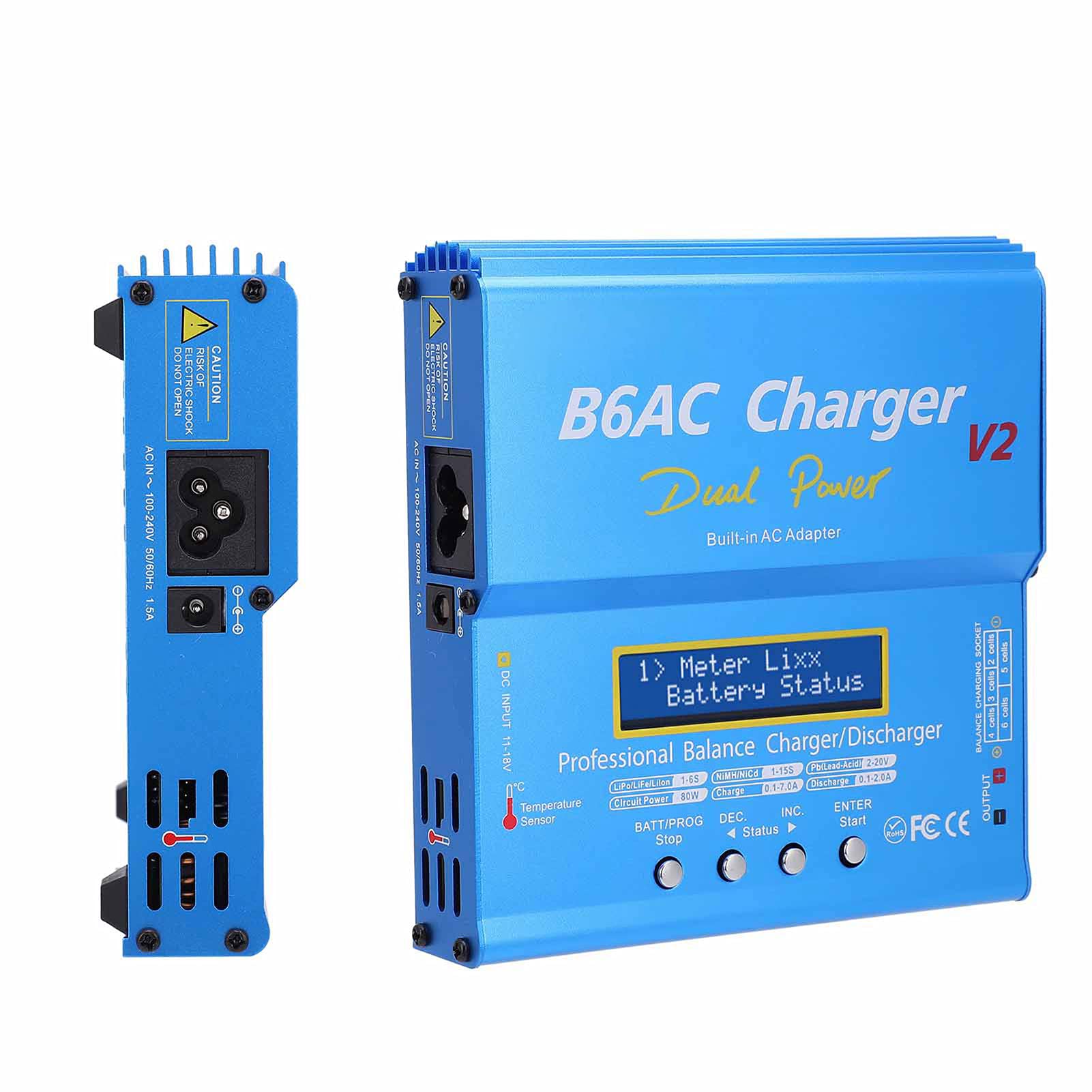 FAFEICY B6AC Balance Charger Discharger, 80W 7A Chargeur Intelligent avec Câble pour Les Batteries Lipo Life Nimh, Corps en Alliage en Aluminium (Plug UE 220V)