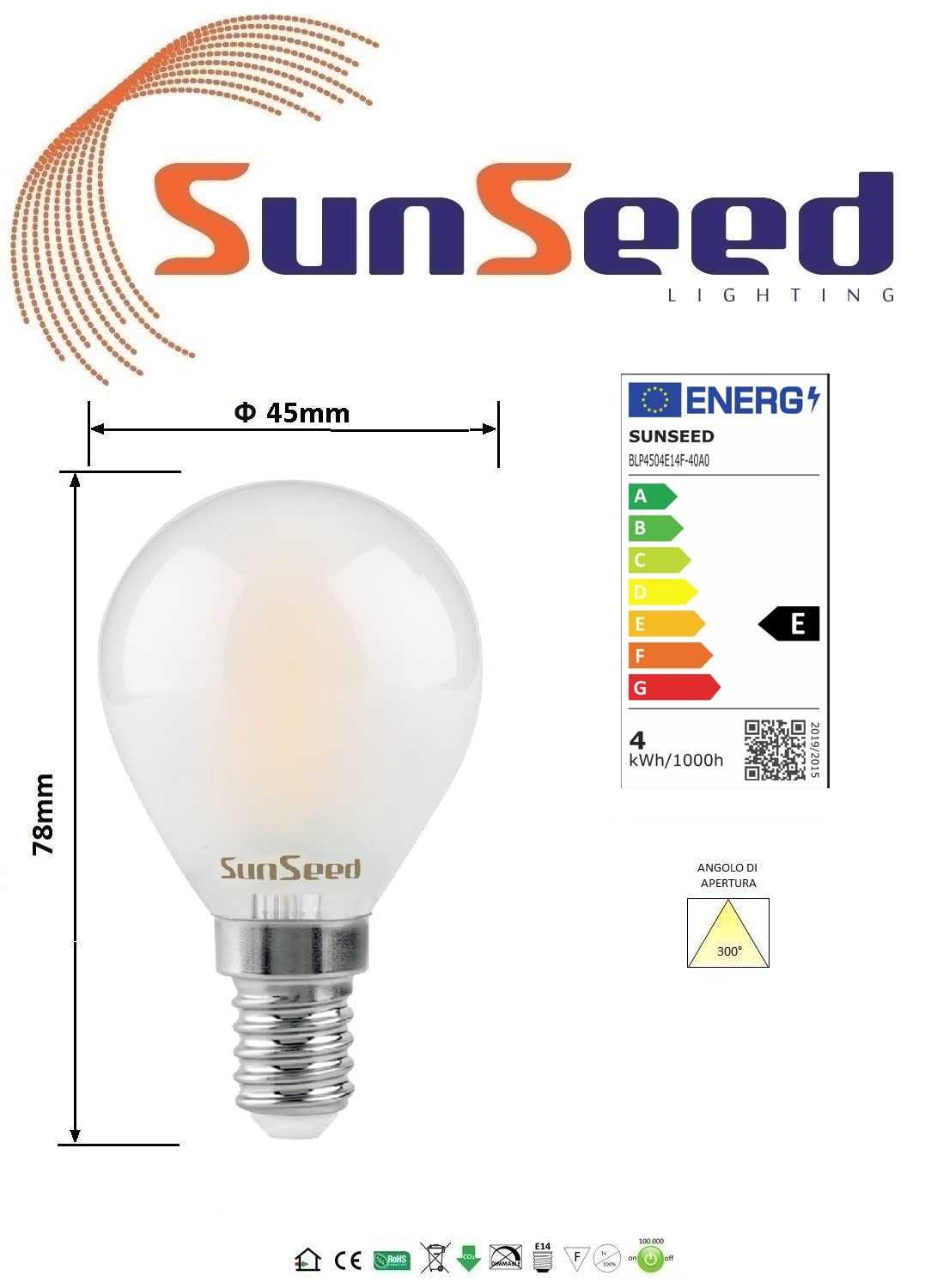 SUNSEED 10 X E14 4W (Equivalent to 40W) Sapphire Filament LED Frosted Golf Ball Light Bulb G45 Neutral White 4000K - Image 4