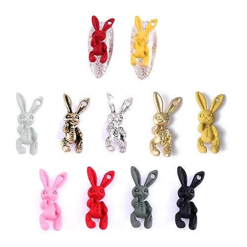 KWOLYKIM 20 dijes de conejo de cráneo cruzado dijes de uñas de conejo para uñas de limo manualidades álbumes de recortes funda de teléfono