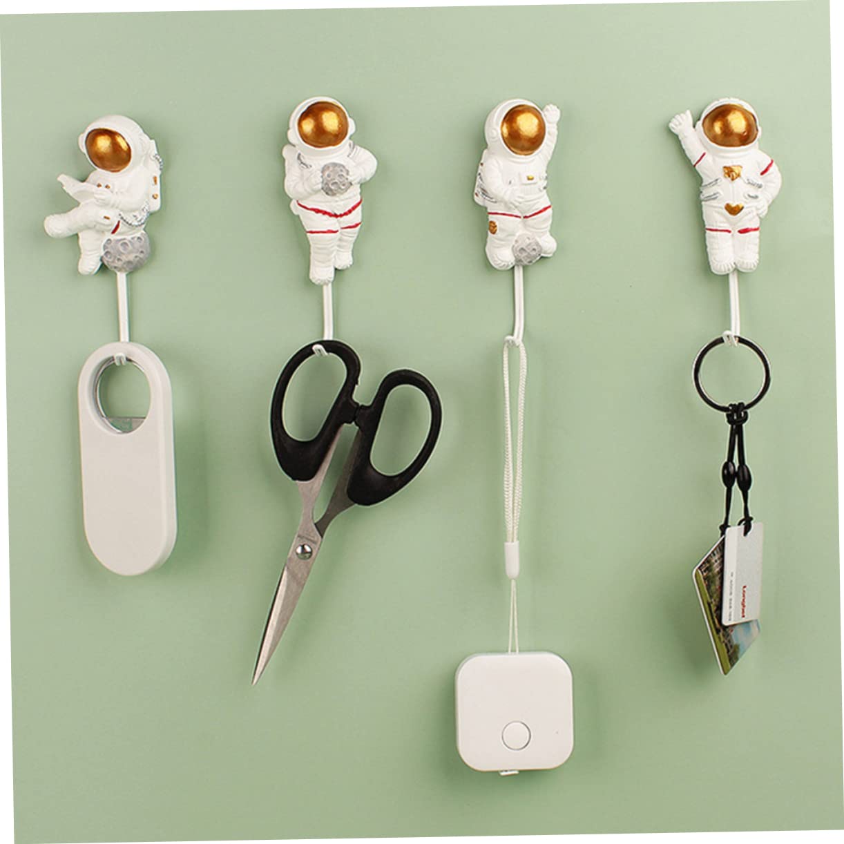 3piezas Ganchos Adhesivos Forma De Astronauta De Organizador De Pared Para Ropa Toallas y Auriculares Diseño Creativo Para Cocina y Hogar Sin Necesidad De Perforar Fáciles De