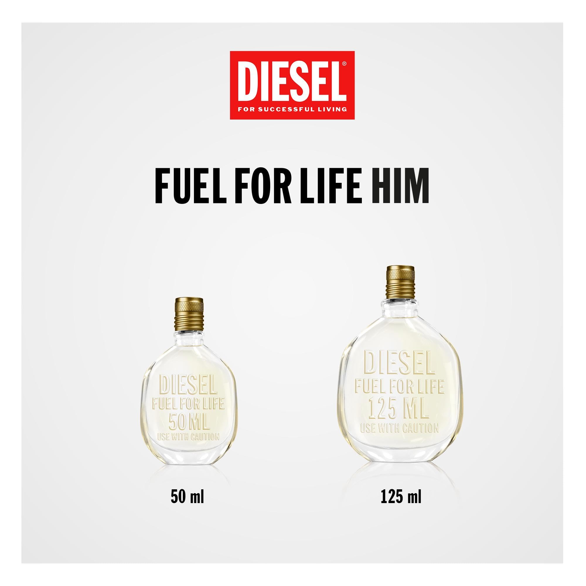 DIESEL Fuel For Life - Eau De Toilette Homme - Boisé - Badiane, Lavande & Héliotrope - Tenue Longue Durée - Spray Vaporisateur