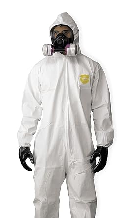 DuPont ProShield 60 NG122S Disposable Protective Coverall with Elastic Cuff, Hood and Boots, White, Large Pack of 25