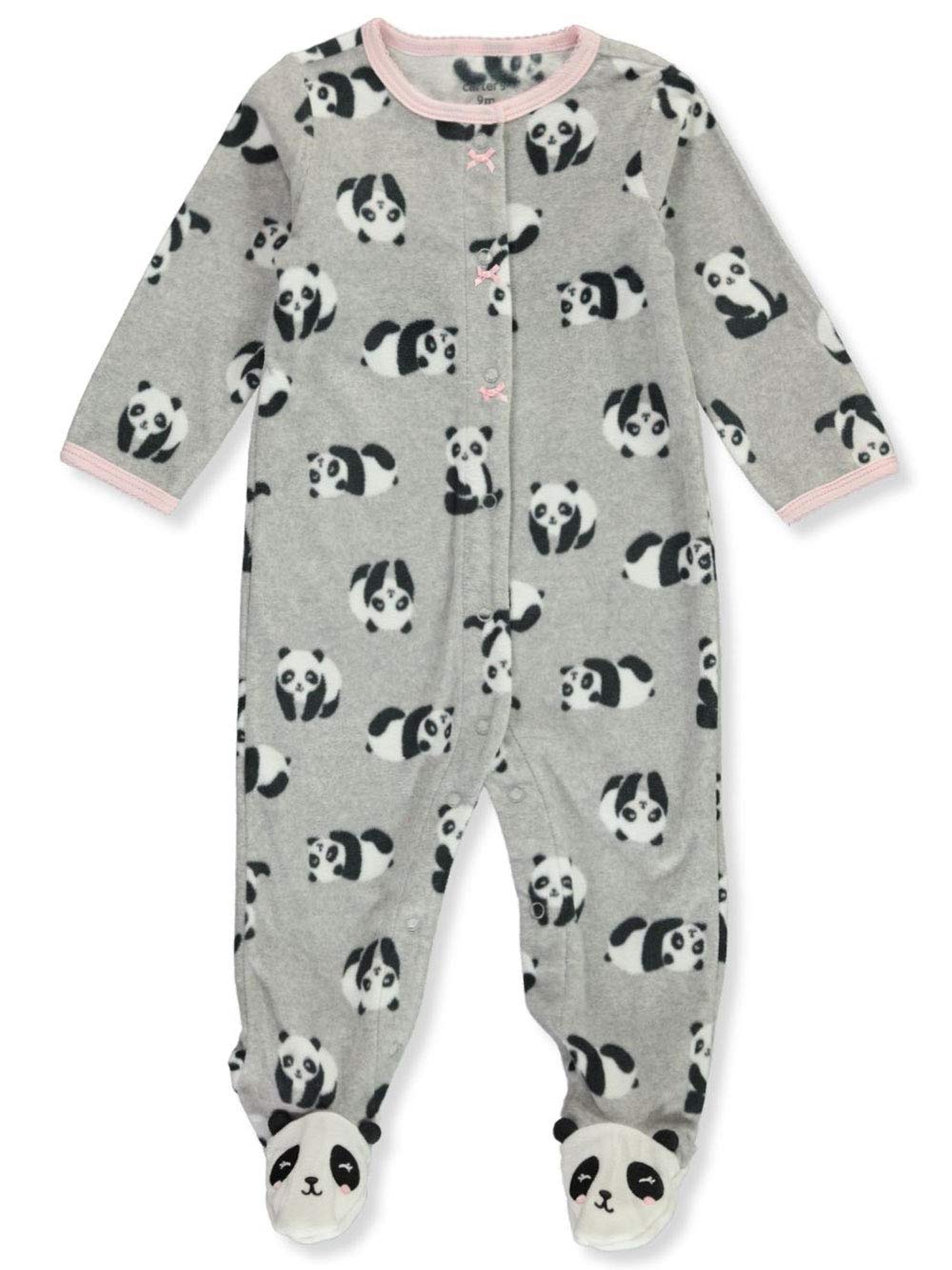 Carter's Baby Infant Picot Panda Footed Coverall - Gray/Pink, 3 Months