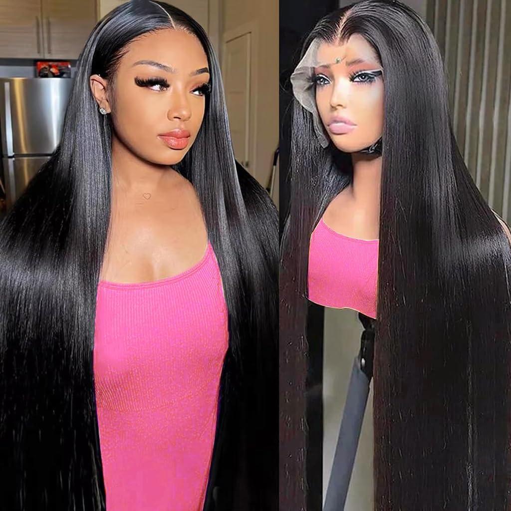 24 Inch 13x6 Lace Front Wigs Human Hair 180 Density Straight Human Hair Wigs Pre Plucked 13x6 HD Frontal Lace Straight Glueless Wigs Human Hair For Women