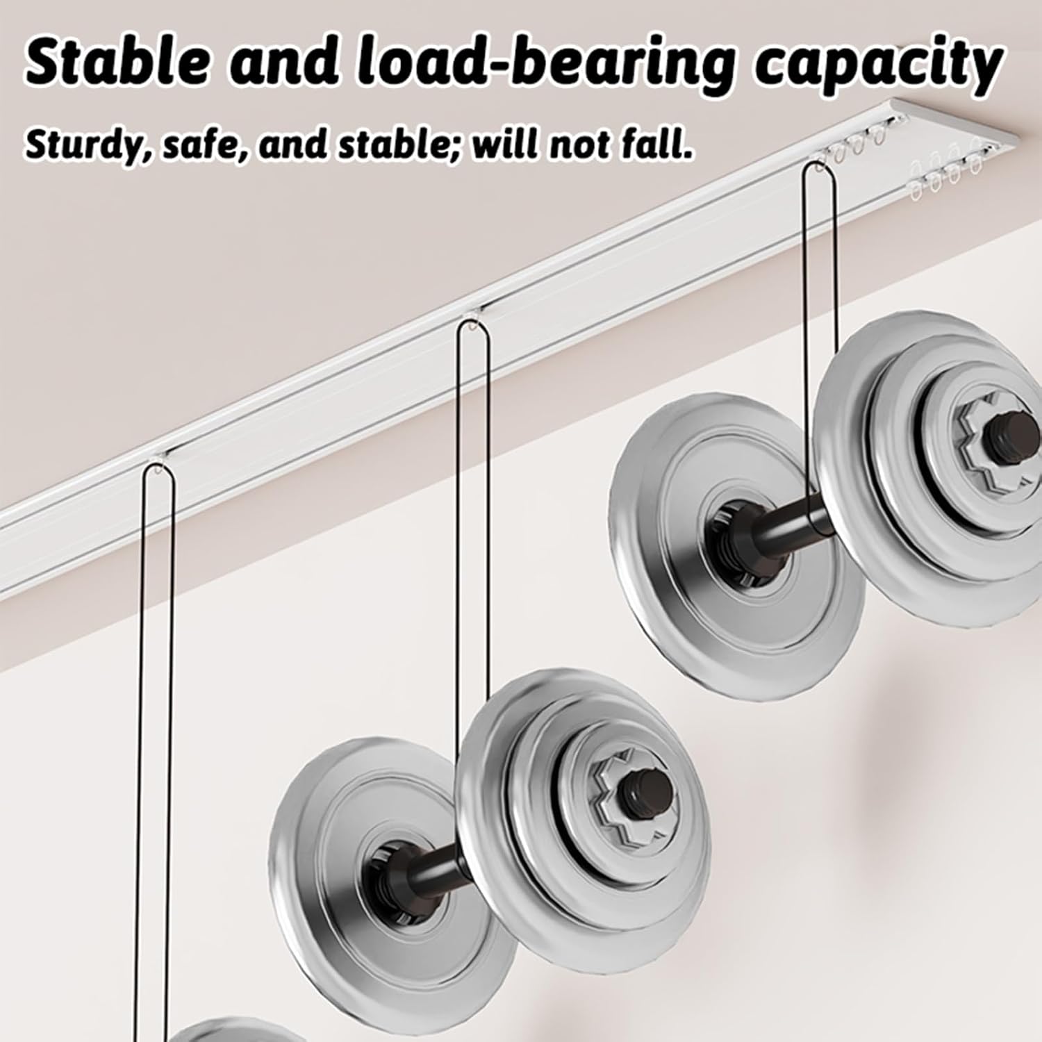 Heavy-Duty Ceiling Curtain Track Set, Double Track System with Silent Slides for Living Room & Bedroom Room Divider, White, 135cm (4.4ft) – Easy Installation, Durable Design