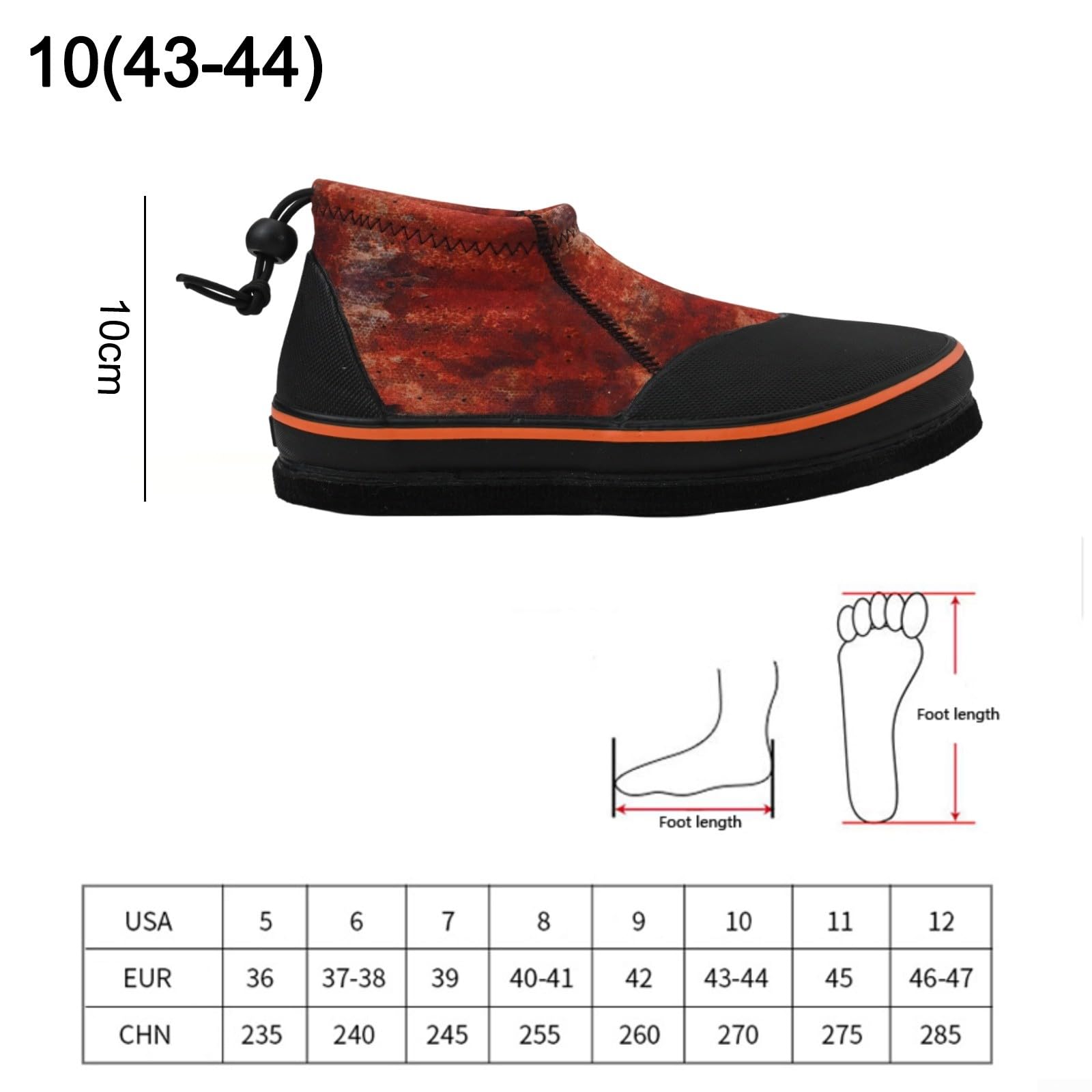 Botas de pesca para hombres y mujeres, vadeo de roca, playa, camping, senderismo, suela de fieltro de neopreno de 3 mm, puntas de acero antideslizantes para naranja