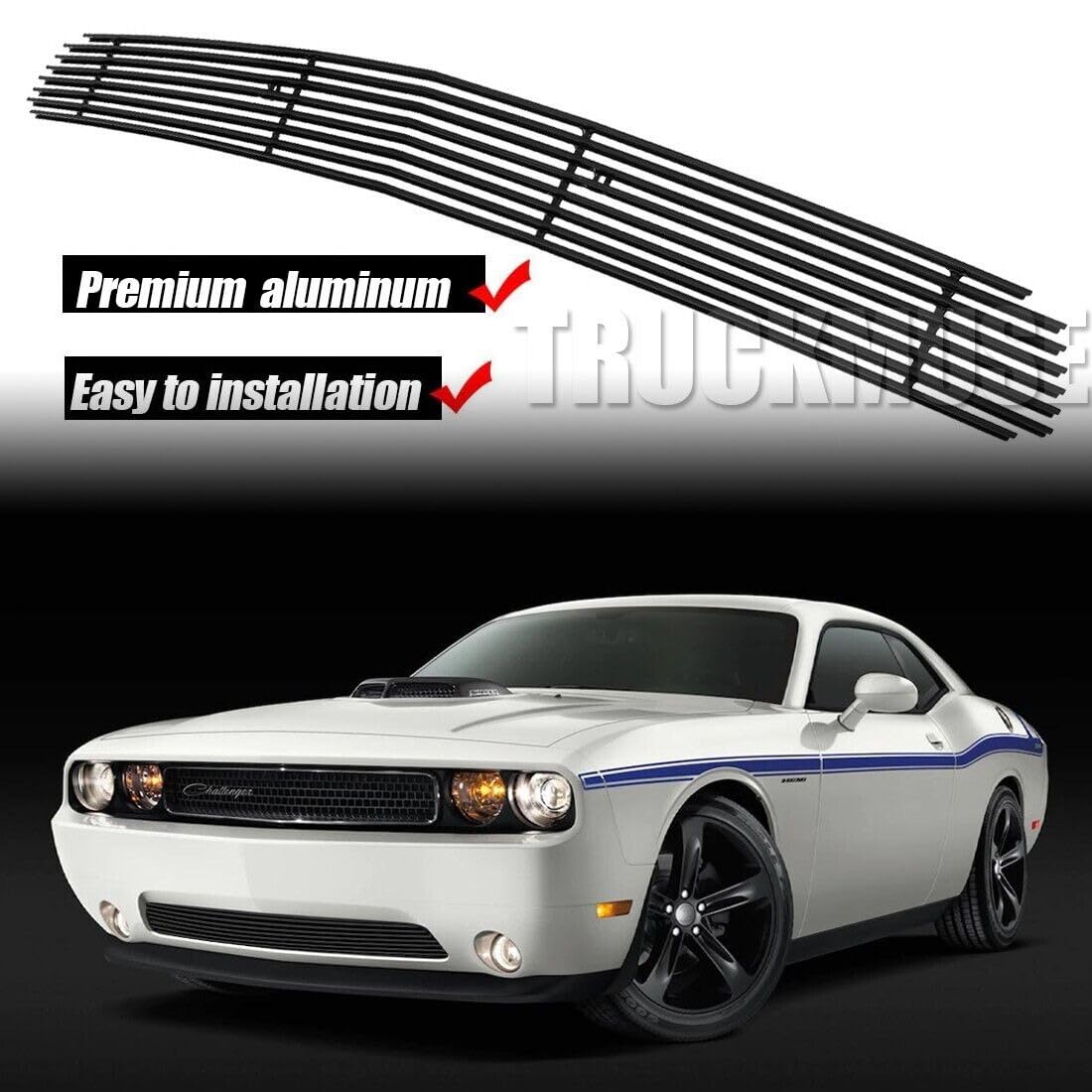 Front Lower Bumper Grille For 2011-2014 Dodge Challenger - Matte Black, CH1036129, OEM 68109841AA Fit 5 thumbnail image
