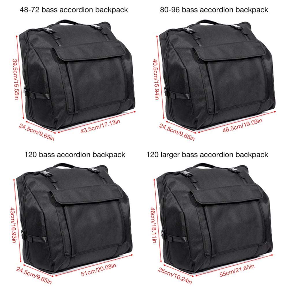 Sac Accordéon, Organisateur D'Accordéon Housse Gig Accordéon Rangement Accordéon Sac Standard pour Accordéons 48/60/72/80/96/120 Bass Piano, Noir