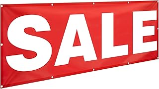 3x8 Feet Large Sale Banner Vinyl Sign for Retail Store Reusable Weatherproof Signs with Metal Grommets Outdoor Indoor Advertising Business Marketing Store Office Yard