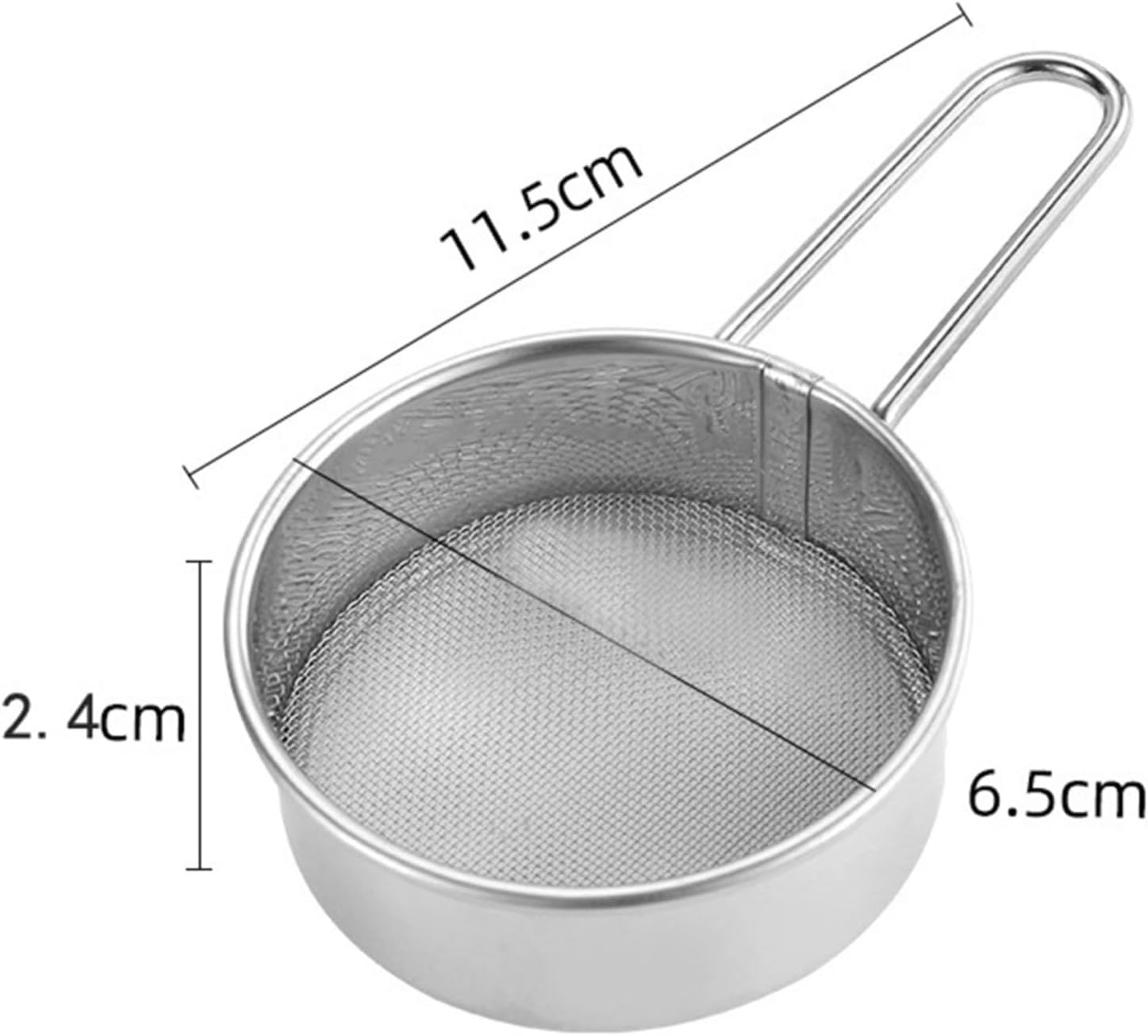 Tamizador de harina Manual de 40 Mallas en Acero Inoxidable 304 para Cacao en Polvo y azúcar espolvoreada.