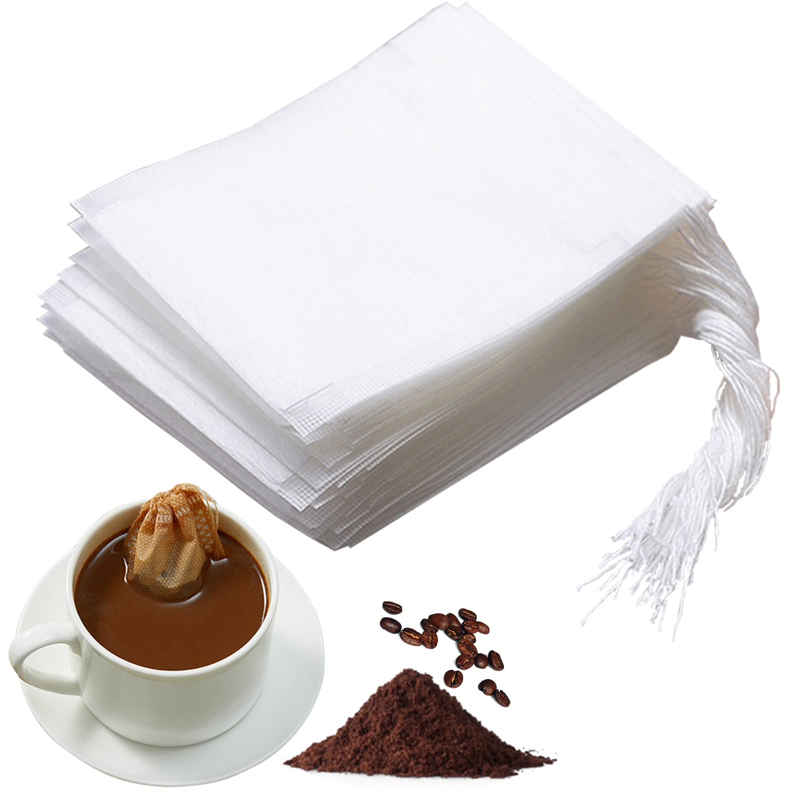 Cold Brew Mesh Filter, 100pcs Disposable Mesh Brewing Bags Cold Brew Coffee Filter Bag with Drawstring Coffee Filters Tea Potpourri Bags for Straining, Concentrate, Iced Coffee Maker Hot Cold Brew Kit