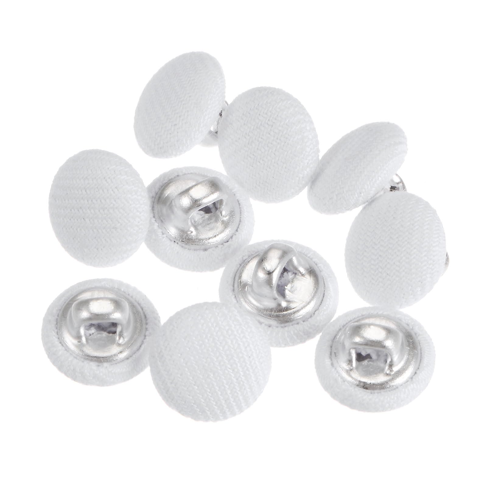 sourcing map 10 bottoni da cucito rotondi da 16 l, con gambo in metallo, 10 mm, per abiti, camicette, colore: bianco