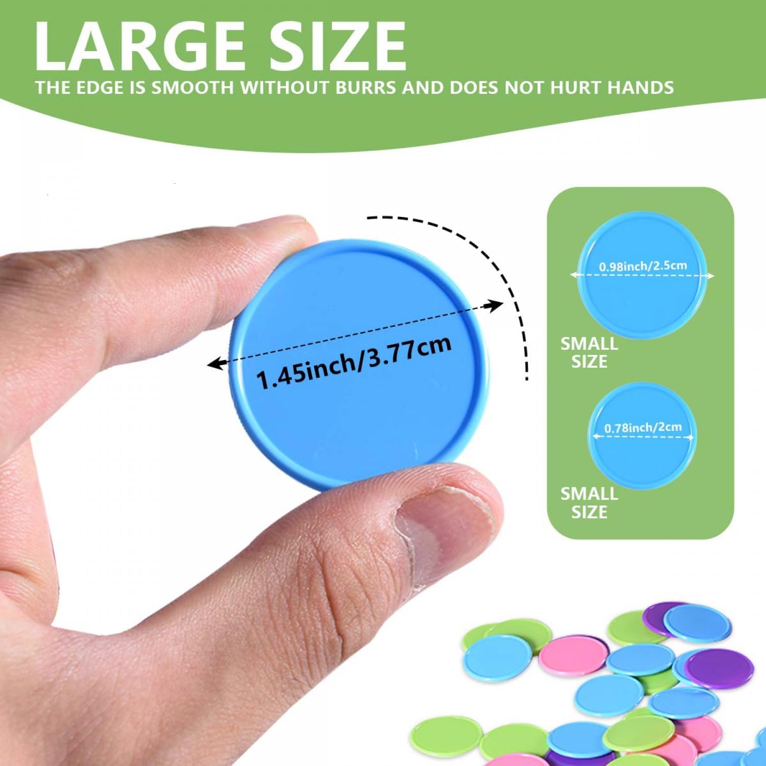 SenseYo 100 Pcs 1.45 Inch Poker Chips with Storage Box for Kids Math Counting Card Game Conters