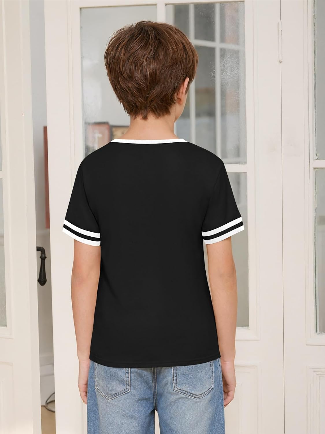 Haloumoning Boys Short Sleeve T Shirts Kids Summer Crewneck Color Block Tops Fashion Tees 5-14 Years - Image 6