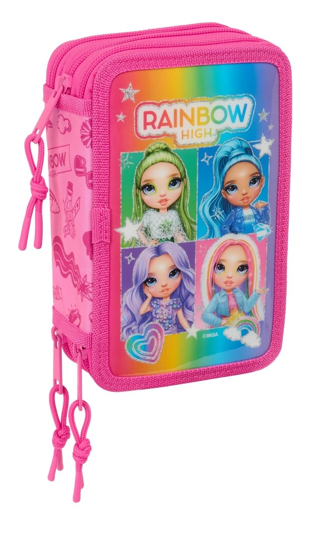 RAINBOW HIGH SHINE, School Pencil Case with 37 Tools Included, Children's Pencil Case, Child