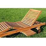 ALEOS Teak Sonnenliegen JAV-Cozy 2er-Set mit Tisch