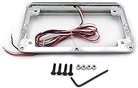 Vista 2 de HTTMT - Para motocicleta universal de 7 pulgadas x 4 pulgadas, soporte de placa de matrícula plana con barra LED de 6 pulgadas cromado