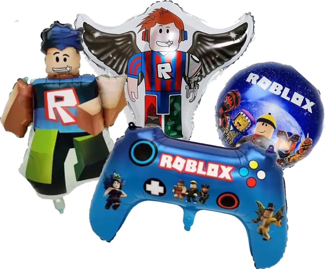 Set of 4 Foil Balloon for Birthday Theme Party Occasion, DIY Decoration Kids Party Supplies, Video Game Balloon, Game Themem Decor (Roblox)-image-25