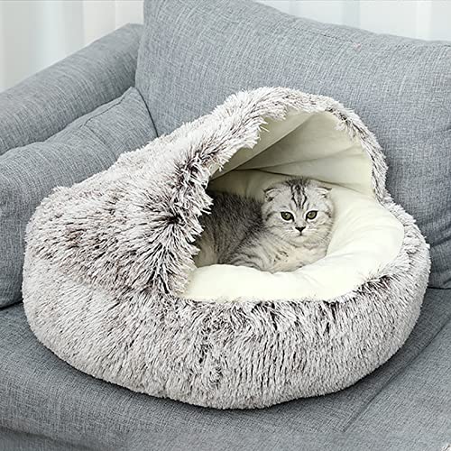 DZHF Cat Cave, Marshmallow Cat Bed, Calming Cat Bed, Donut Bed Small Fluffy Cat Beds for Indoor Cats Washable , Green - Image 2