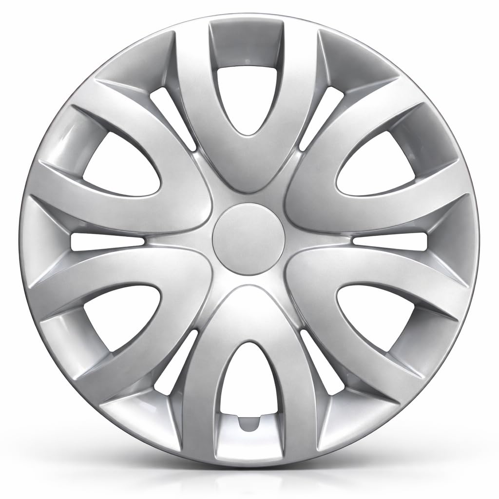 Set 4 Copricerchi 15 Pollici Compatibili con Renault Clio IV dal 2012 in Poi - Coppe Ruota in ABS Resistenti, Fissaggio Sicuro, Design Elegante, Colore Silver/Antracite