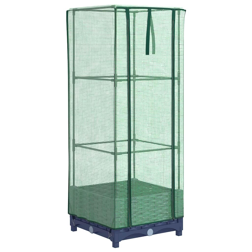 Bancal alto con accesorio de jardín con aspecto de ratán, 40 x 40 x 123 cm | Construcción de polipropileno, marco de tubo de hierro, cubierta impermeable, ventilación con cremallera