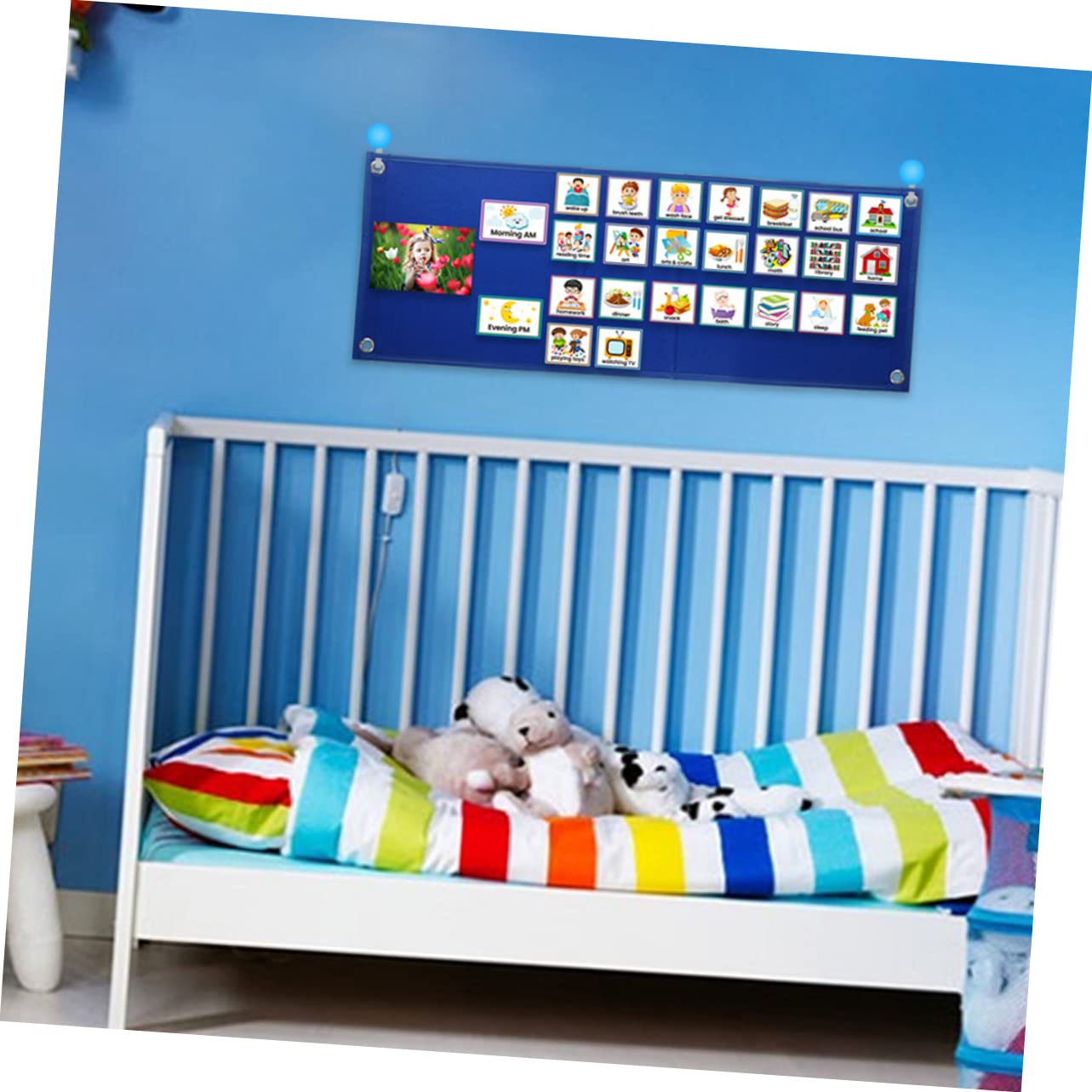 Tablero de Horarios Visual para Niños, Calendario Diario Azul