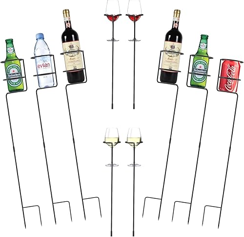 Miniatura 9 de Urban Deco Juego de 10 soportes resistentes para bebidas al aire libre, estacas de playa para soporte de bebidas de patio, 6 paquetes más 4 soportes