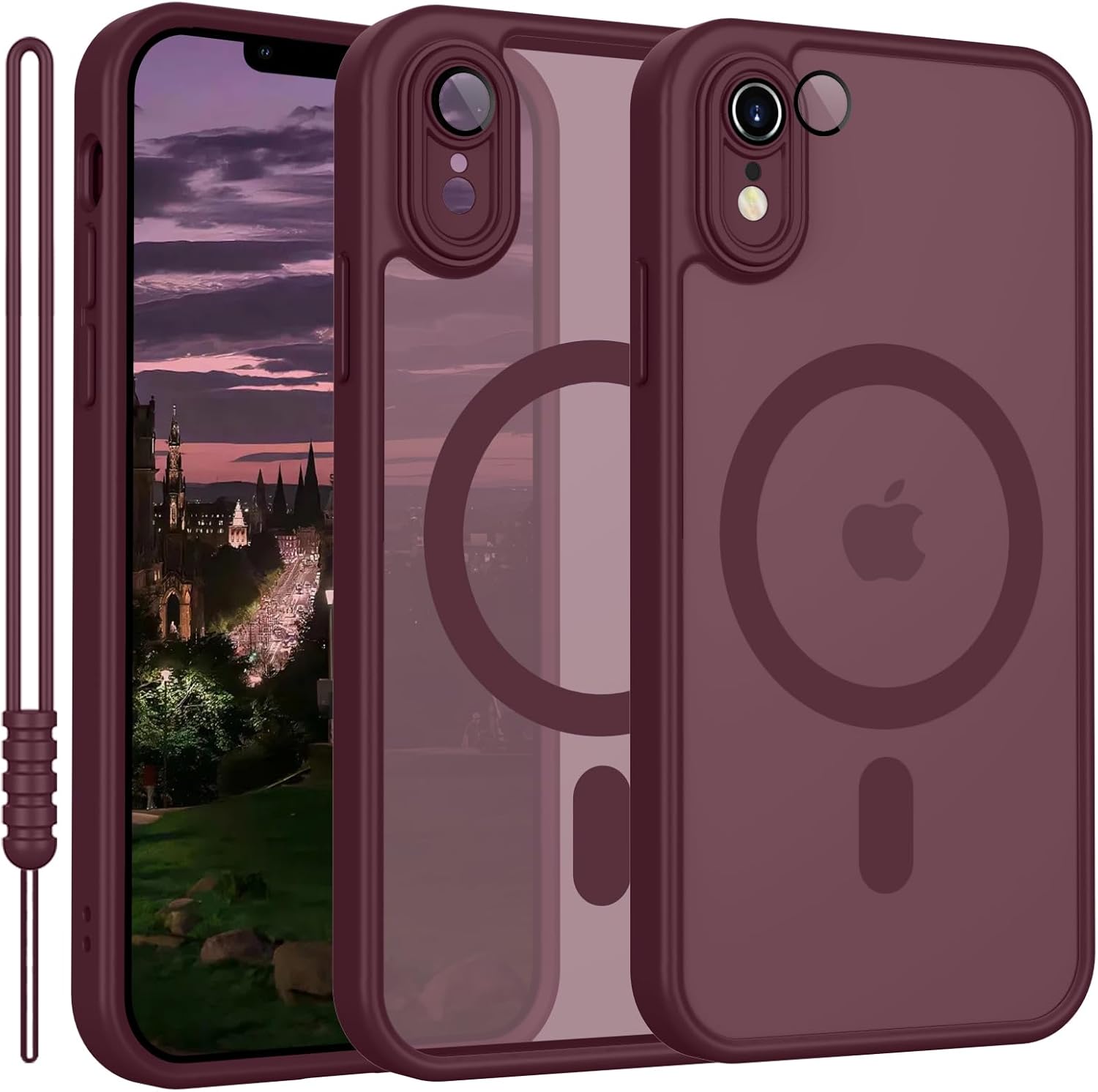 iPhone XR Hülle MagSafe kompatibel, Magnetisch Dünn Matte Touch, rutschfest Kratzfest Schutz Stoßfest Dunkel Rot