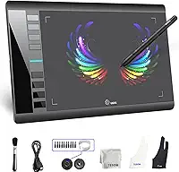 Tablet de desenho gráfico, UGEE M708, bloco de desenho digital grande de 25,4 x 15,2 cm com 8 teclas de atalho de caneta de 8192 níveis, tablets gráficos para computador gráfico de criação de esboço