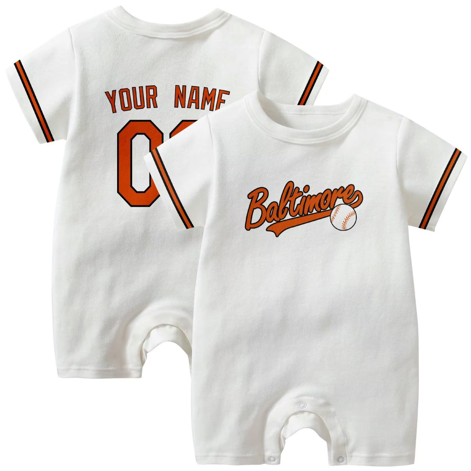 KREDE Baby Clothes Unisex White Bodysuit Rompers Custom Name Number for Baby Boys