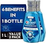 Crest Pro-Health Advanced Mouthwash, Alcohol Free, Multi-Protection, Fresh Mint, 1 L (33.8 fl oz), Pack of 2, Crest Mouthwash, Mouthwash Alcohol Free, Flouride Mouthwash