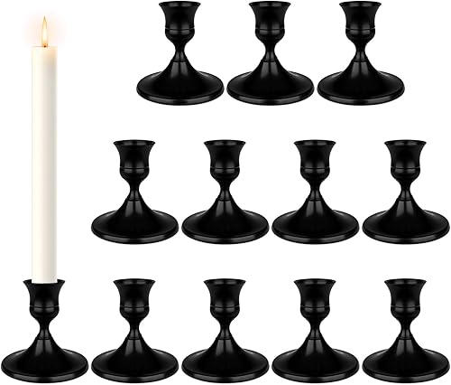 Miniatura 11 de Portavelas para velas cónicas negros, juego de 6 portavelas decorativos para decoración del hogar, portavelas de metal para velas cónicas