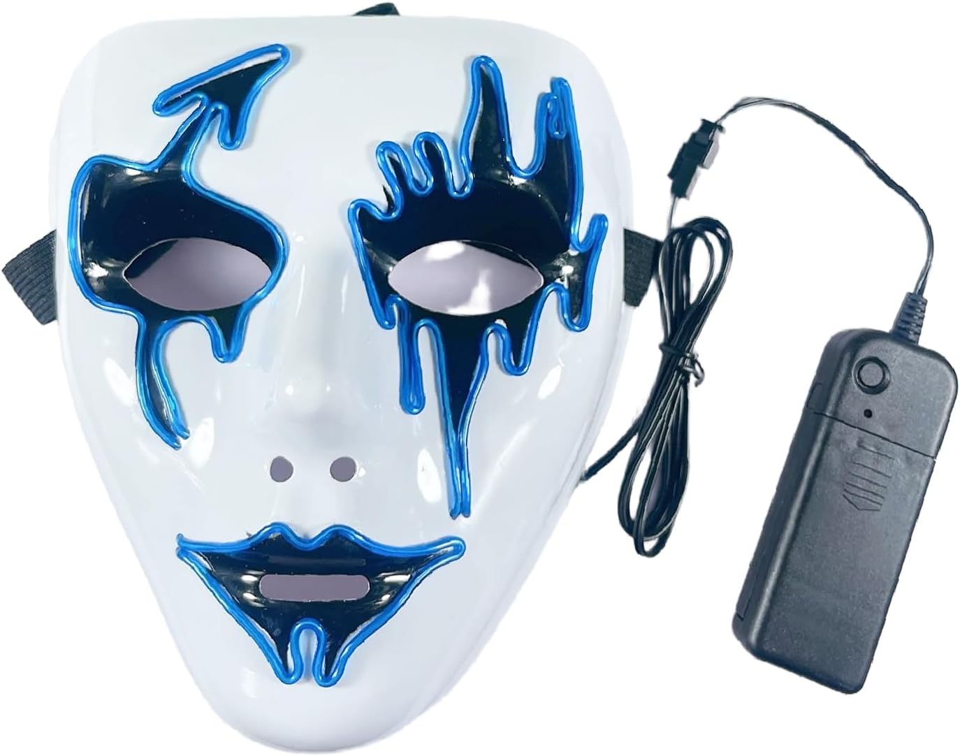 LED Glowing Halloween Purge Mask - Adjustable Strap for Adults & Teens - Scary Light-Up Face Costume Accessories for Halloween, Cosplay, Horror Parties - Couple's Gift, Blue 1pcs