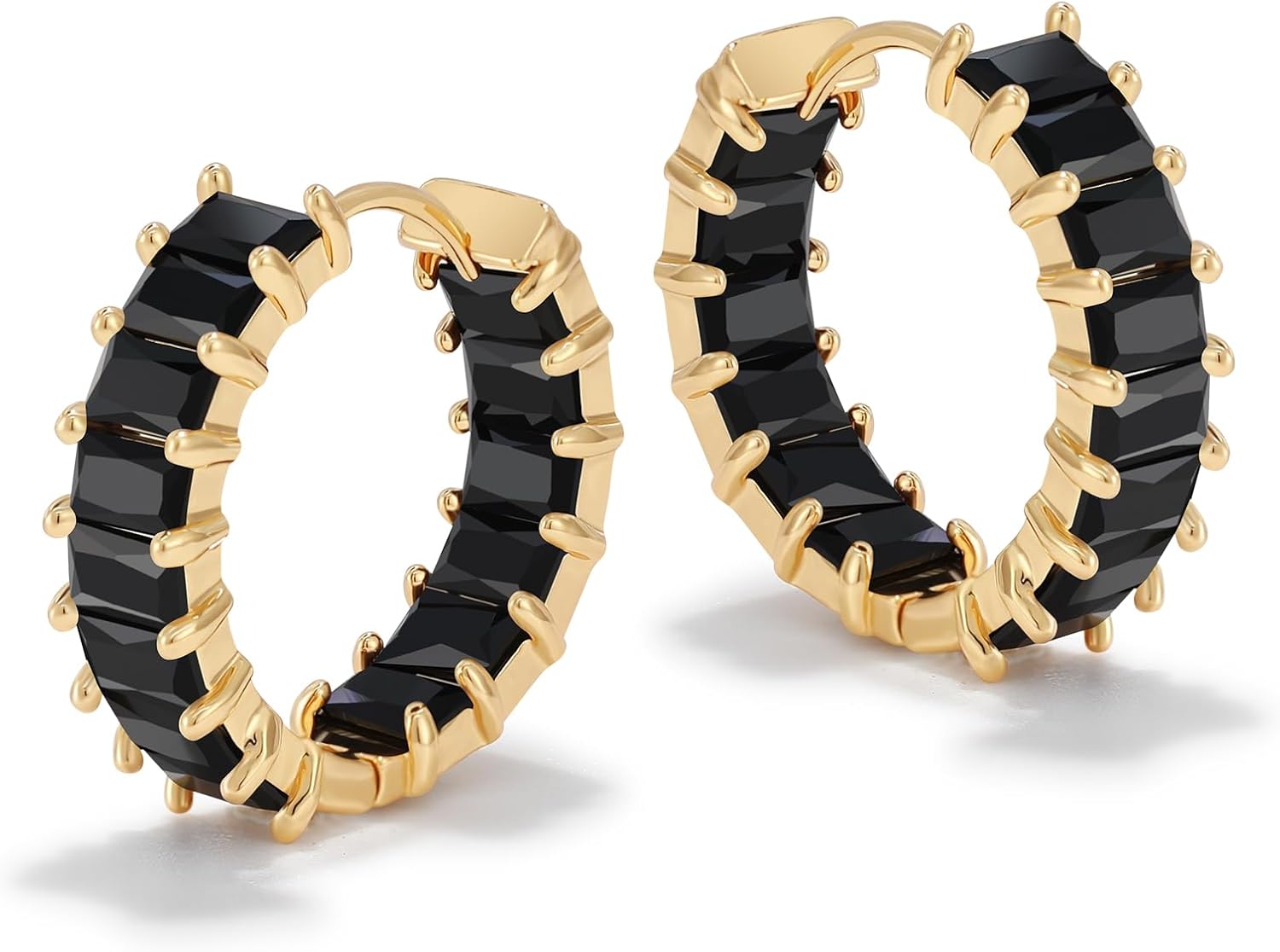 Lourny Crystal Hoop Earrings for Women, 18K Gold Plated Chunky CZ Hypoallergenic Trendy Lightweight Earring Multcolors Jewelry Gifts for Women